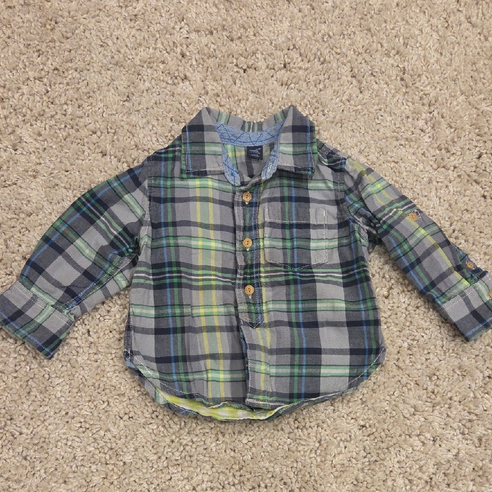 GAP Plaid Button-Down Shirt Size 18-24 mo